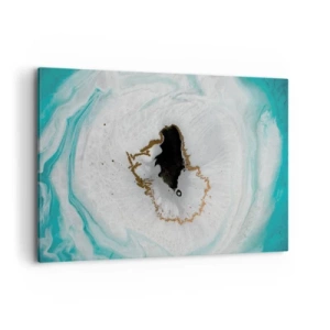 Bild auf Leinwand - Leinwandbild - Abstraktes Geodenmotiv in Türkis-, Weiß- und Goldtönen - 100x70cm - Nach Innen eindringen - Moderne Wanddekoration für Wohnzimmer und Schlafzimmer ARTTOR