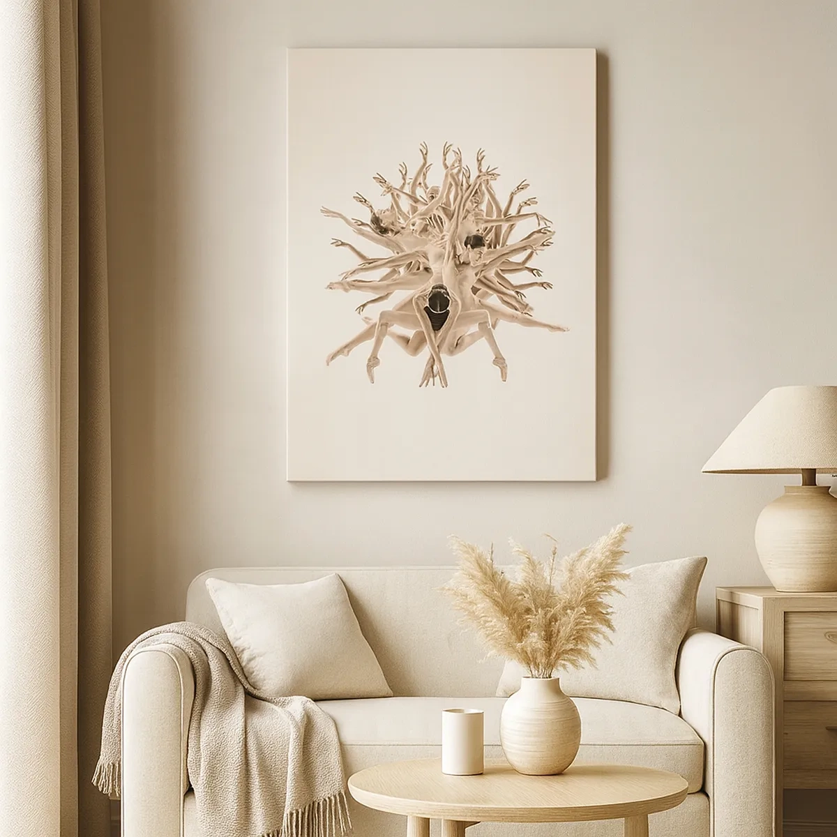 Bild auf Leinwand - Leinwandbild - Abstrakte Komposition von Tänzern in Bewegung - 50x70cm - Aufblühen im Tanz - Moderne Wanddekoration für Wohnzimmer und Schlafzimmer ARTTOR