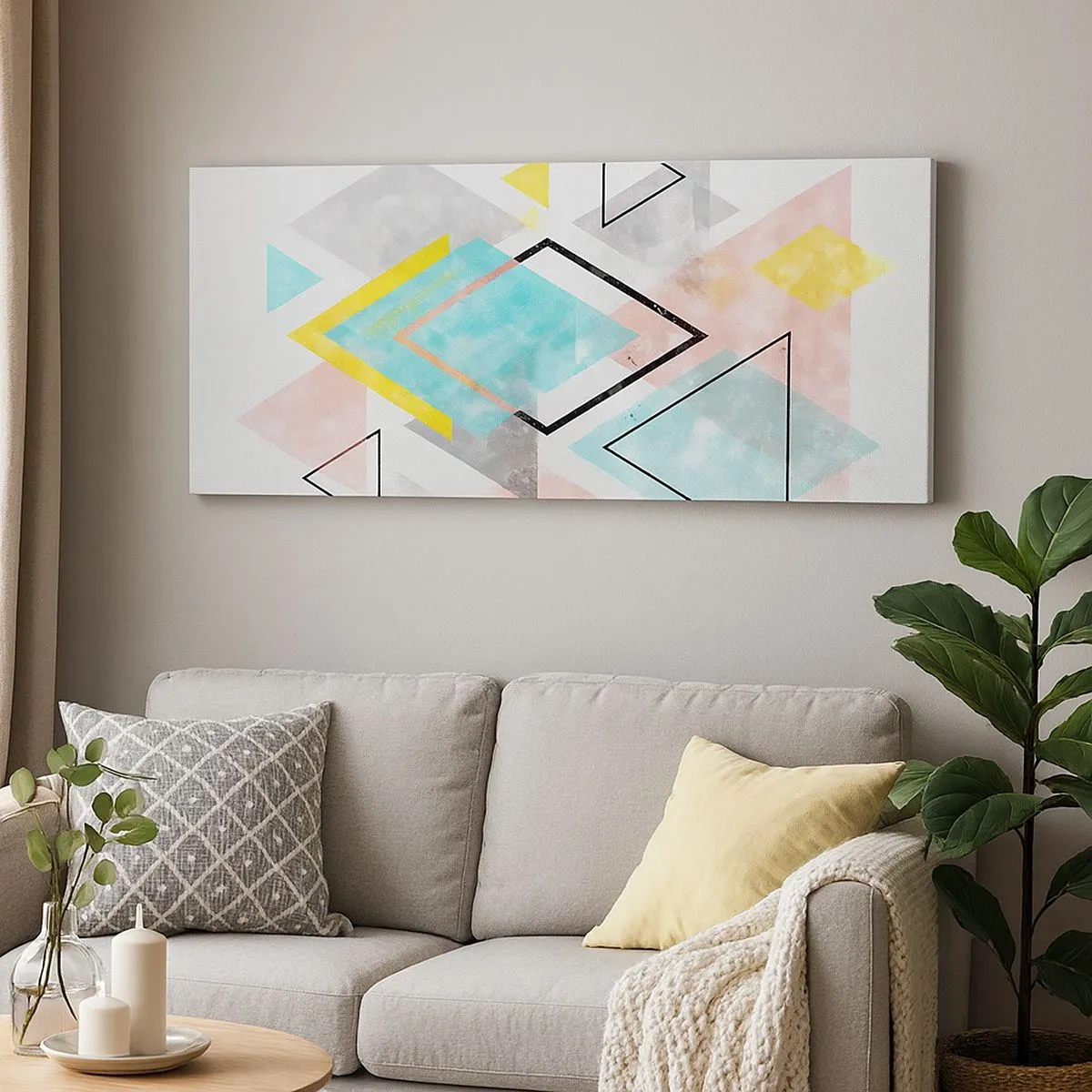Bild auf Leinwand - Leinwandbild - Geometrisches Spiel - 100x40 cm