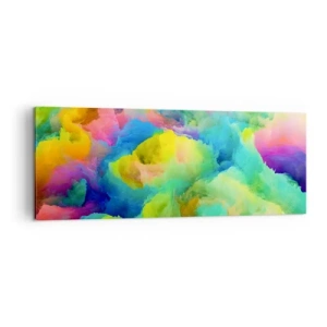 Bild auf Leinwand - Leinwandbild - Abstrakte Komposition in Regenbogenfarben - 140x50cm - Regenbogen unten - Moderne Wanddekoration für Wohnzimmer und Schlafzimmer ARTTOR