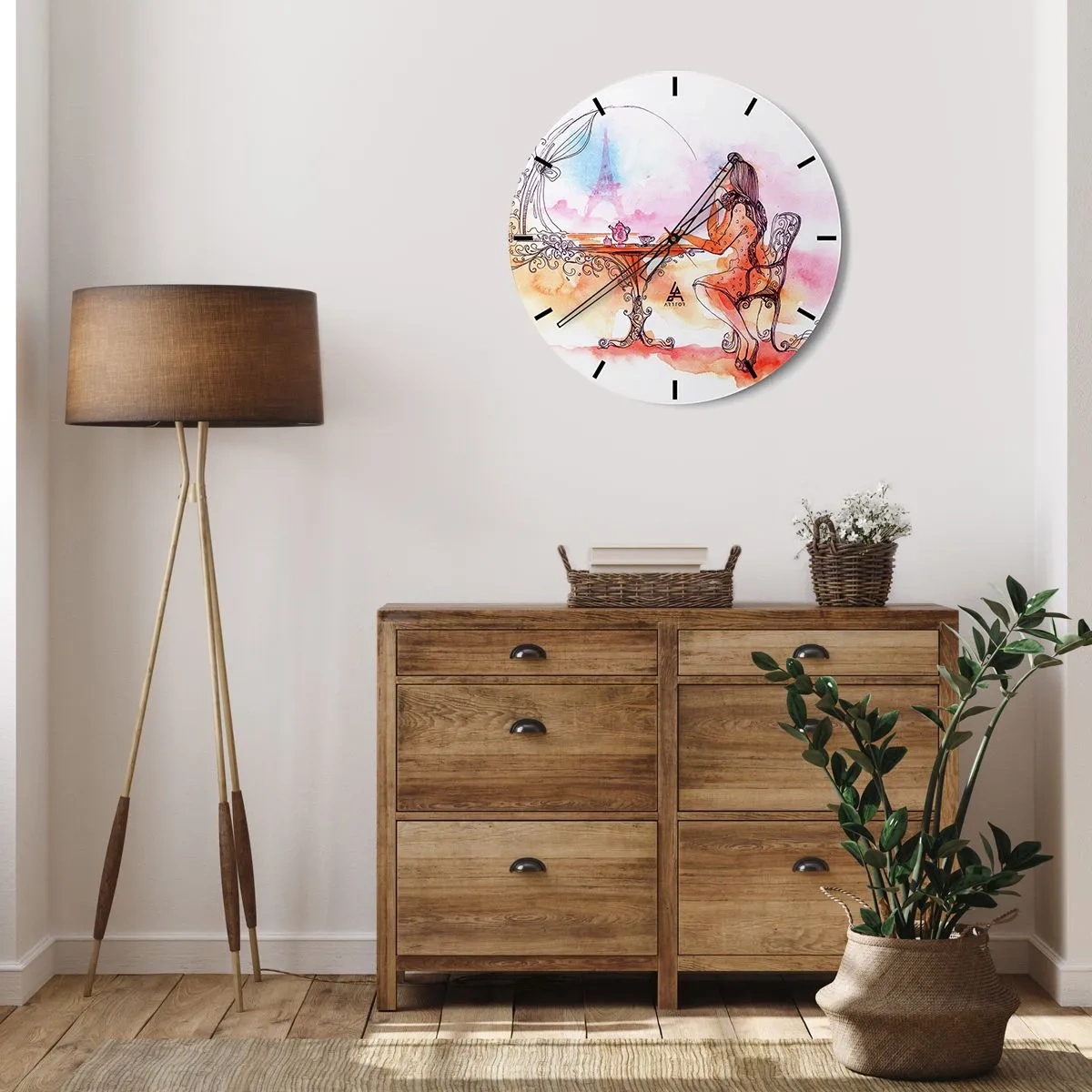 Wanduhr - Glasuhr - Pariser Chic - 30x30 cm