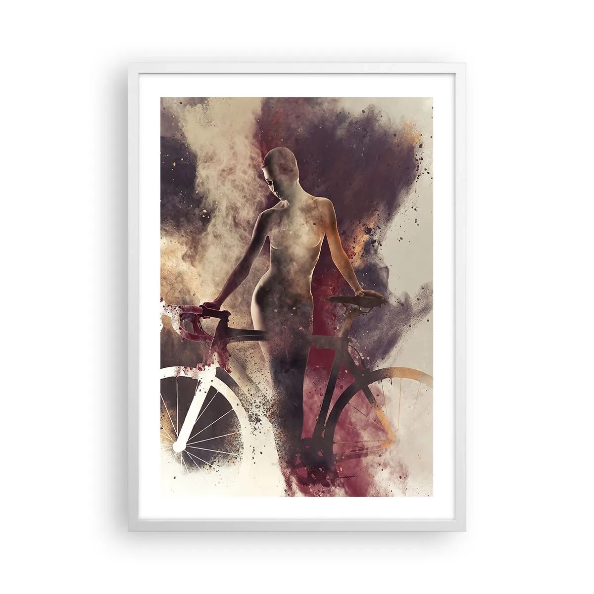 Poster in einem weißen Rahmen - Eine Fahrradseele in Marmorformen - 50x70 cm