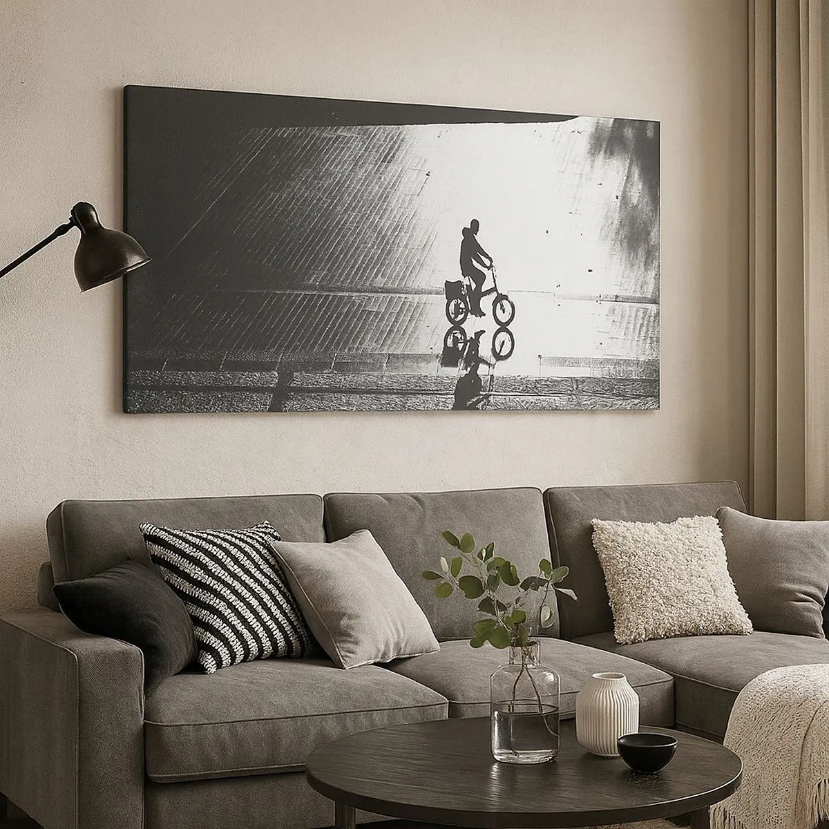 Bild auf Leinwand - Leinwandbild - Vor sich hin durch die Stadt - 100x40 cm