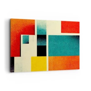 Bild auf Leinwand - Leinwandbild - Geometrische Abstraktion mit farbigen Rechtecken und Quadraten - 120x80cm - Geometrische Abstraktion – gute Energie - Moderne Wanddekoration für Wohnzimmer und Schlafzimmer ARTTOR