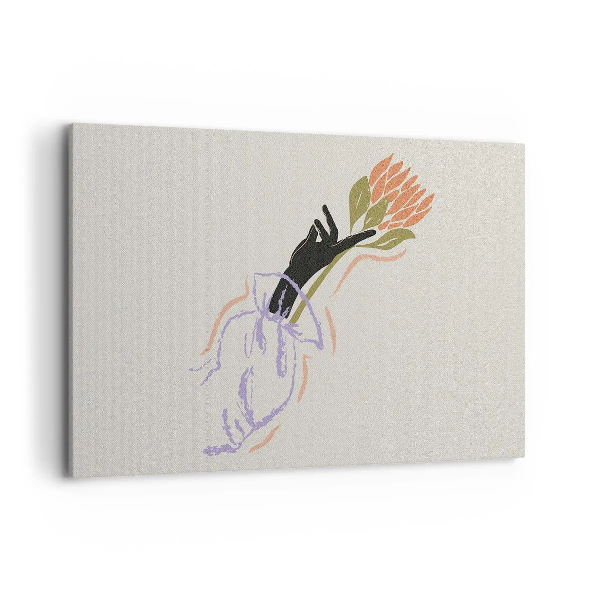 Bild auf Leinwand - Leinwandbild - Ein minimalistischer Blumenstrauß im zarten Stil - 120x80cm - Schwesterliche Berührung - Moderne Wanddekoration für Wohnzimmer und Schlafzimmer ARTTOR