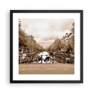 Poster in einem schwarzem Rahmen - Niederländische Atmosphäre - 40x40 cm