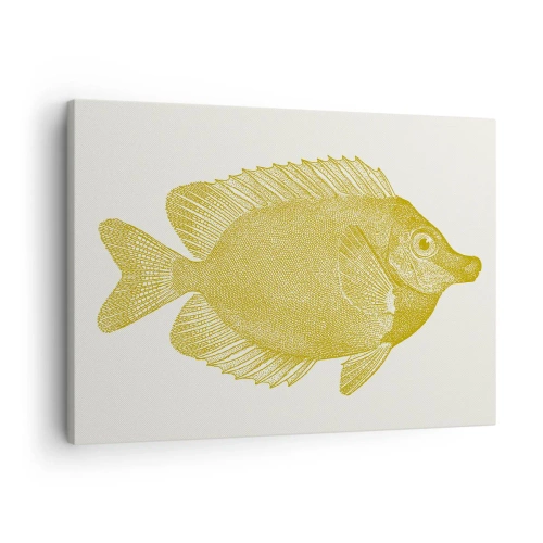 Bild auf Leinwand - Leinwandbild - Vintage Goldfisch auf hellem Hintergrund - 70x50cm - Fisch und das war’s - Moderne Wanddekoration für Wohnzimmer und Schlafzimmer ARTTOR