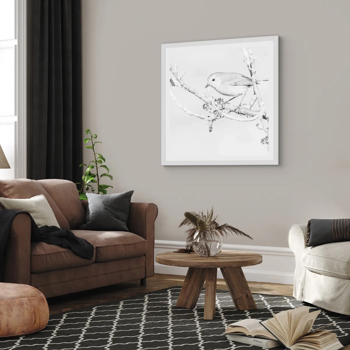 Poster in einem weißen Rahmen - Wintermorgen - 60x60 cm