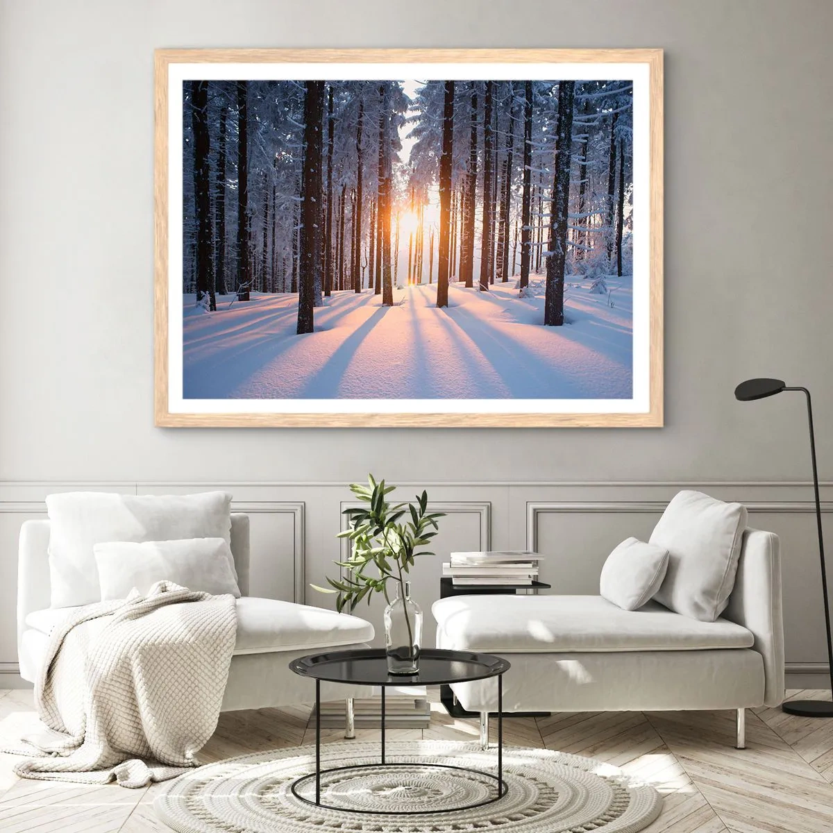 Poster in einem Rahmen aus heller Eiche - Ganz klar schwarz auf weiß - 100x70 cm