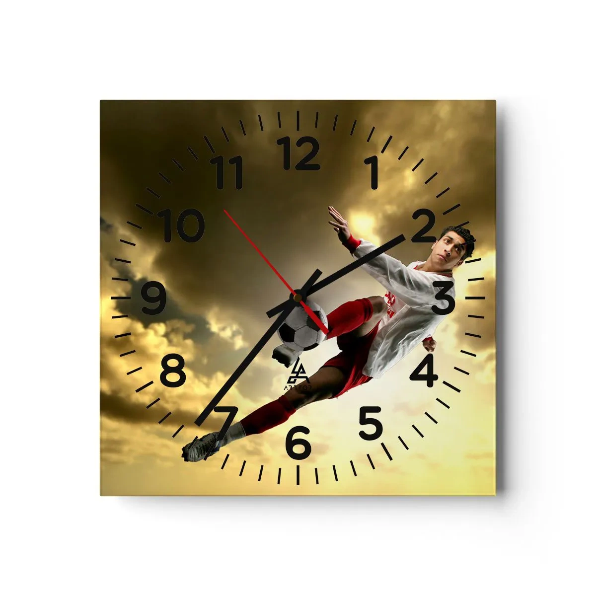 Wanduhr - Glasuhr - Fußballhimmel - 30x30 cm