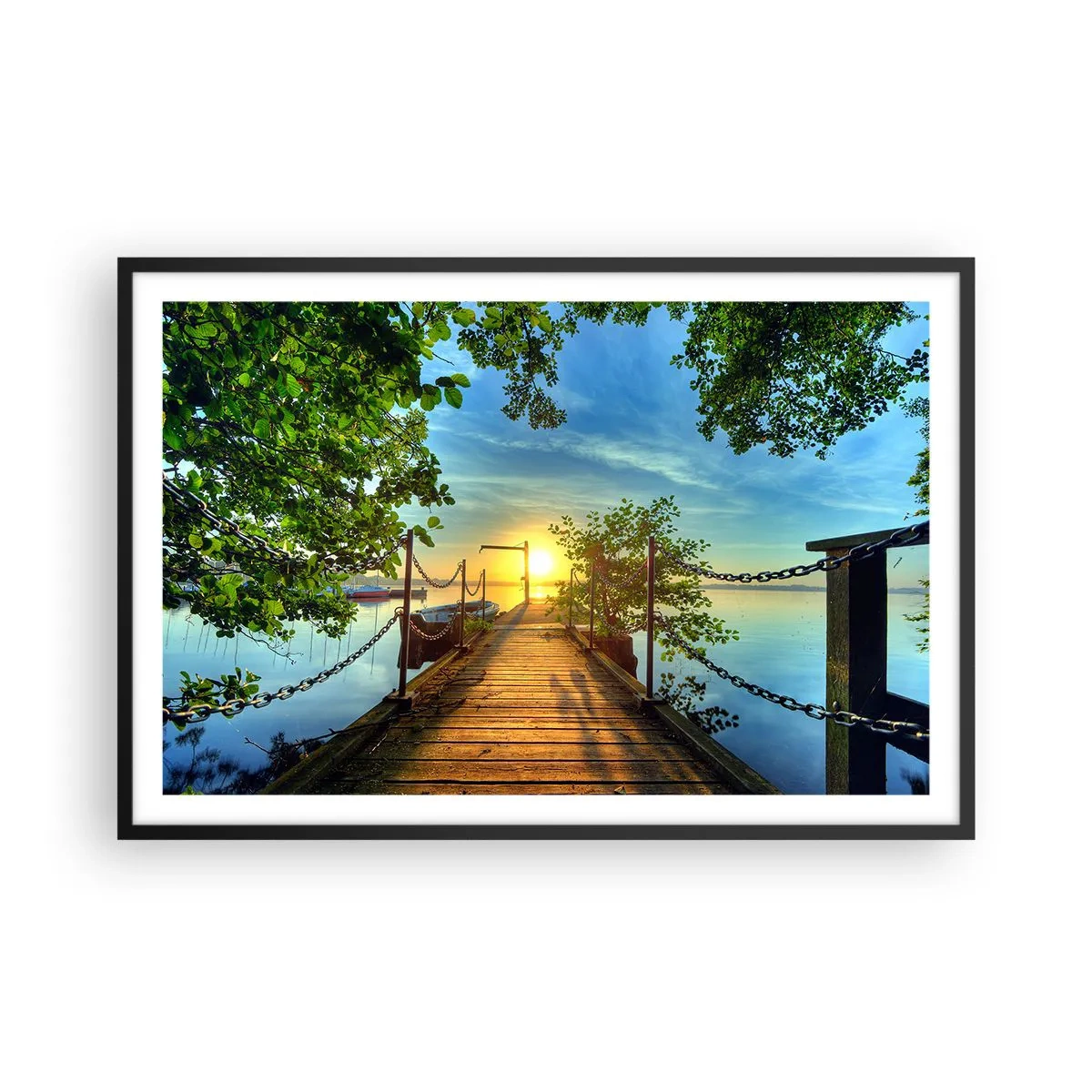 Poster in einem schwarzem Rahmen - Westen auf dem Wasser - 91x61 cm