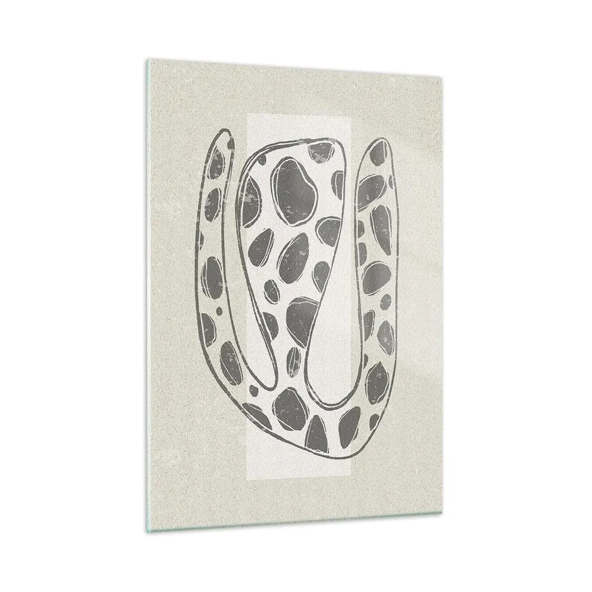 Glasbild - Bild auf glas - Eine phantasievolle organische Form in Grautönen auf Beige - 50x70cm - Seltsame Kreatur - Moderne Wanddekoration für Wohnzimmer und Schlafzimmer ARTTOR