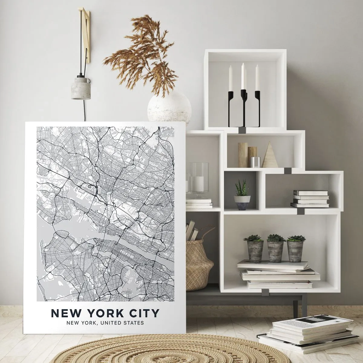 Glasbild - Bild auf glas - Ein Stadtplan im minimalistischen Stil auf grauem Hintergrund - 70x100cm - Die Anatomie einer Metropole - Moderne Wanddekoration für Wohnzimmer und Schlafzimmer ARTTOR