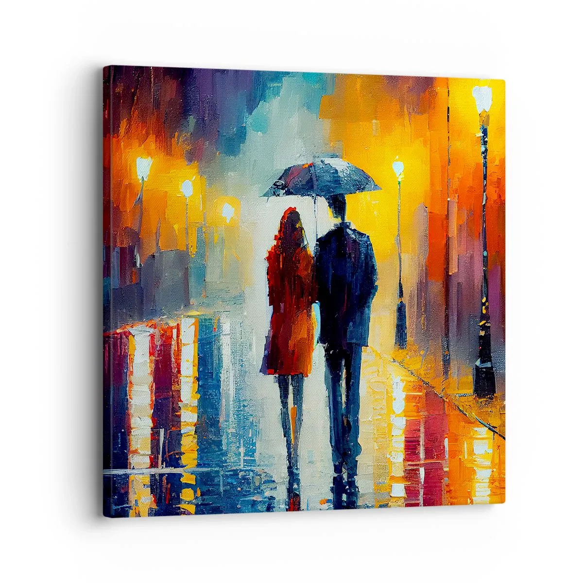Bild auf Leinwand - Leinwandbild - Gemeinsam – eine bunte Nacht - 30x30 cm