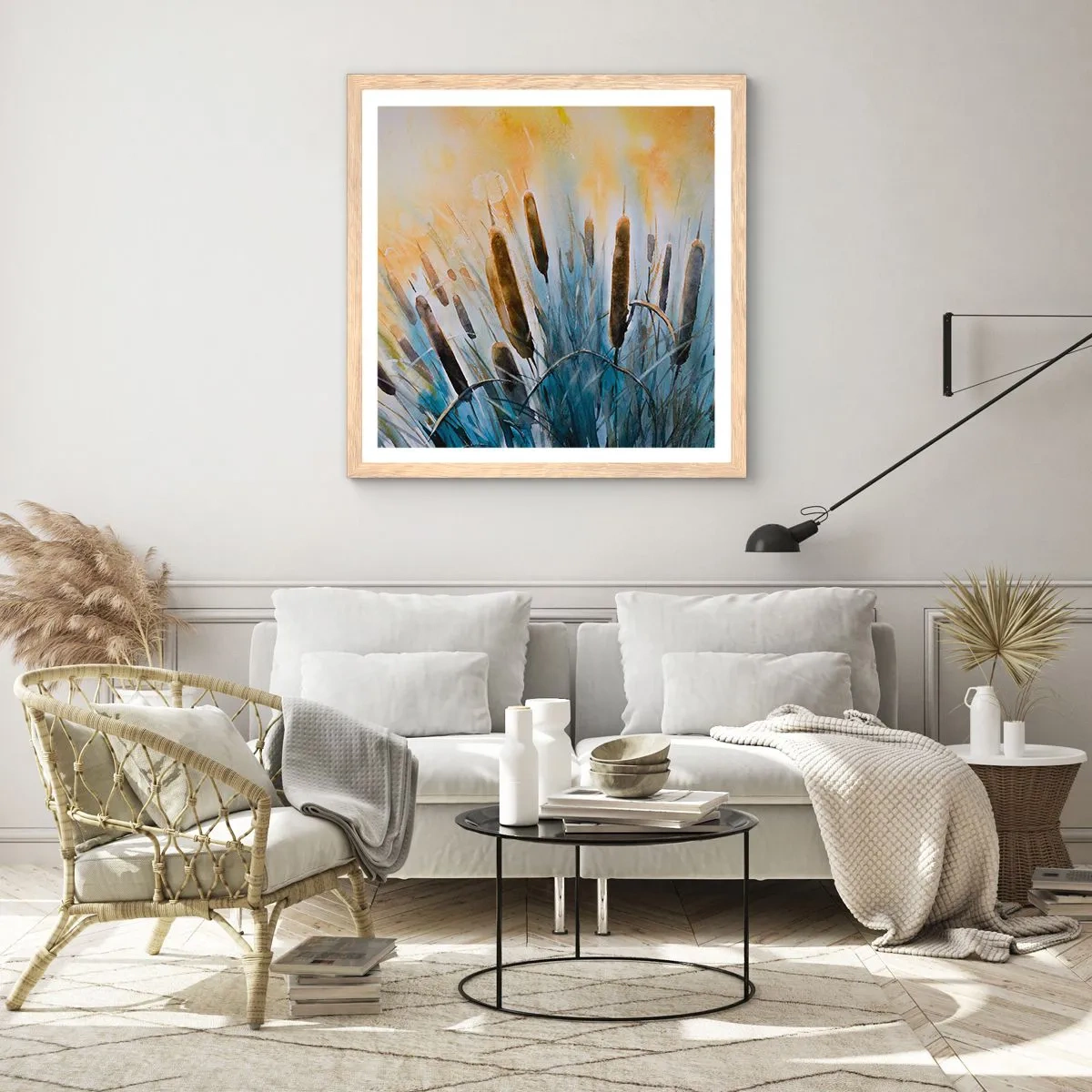 Poster in einem Rahmen aus heller Eiche - Die Kälte des Wassers, die Hitze der Sonne - 50x50 cm