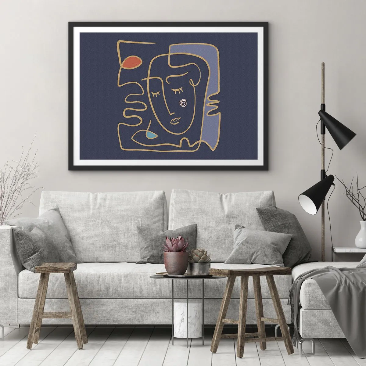 Poster in einem schwarzem Rahmen - In Gedanken - 91x61 cm