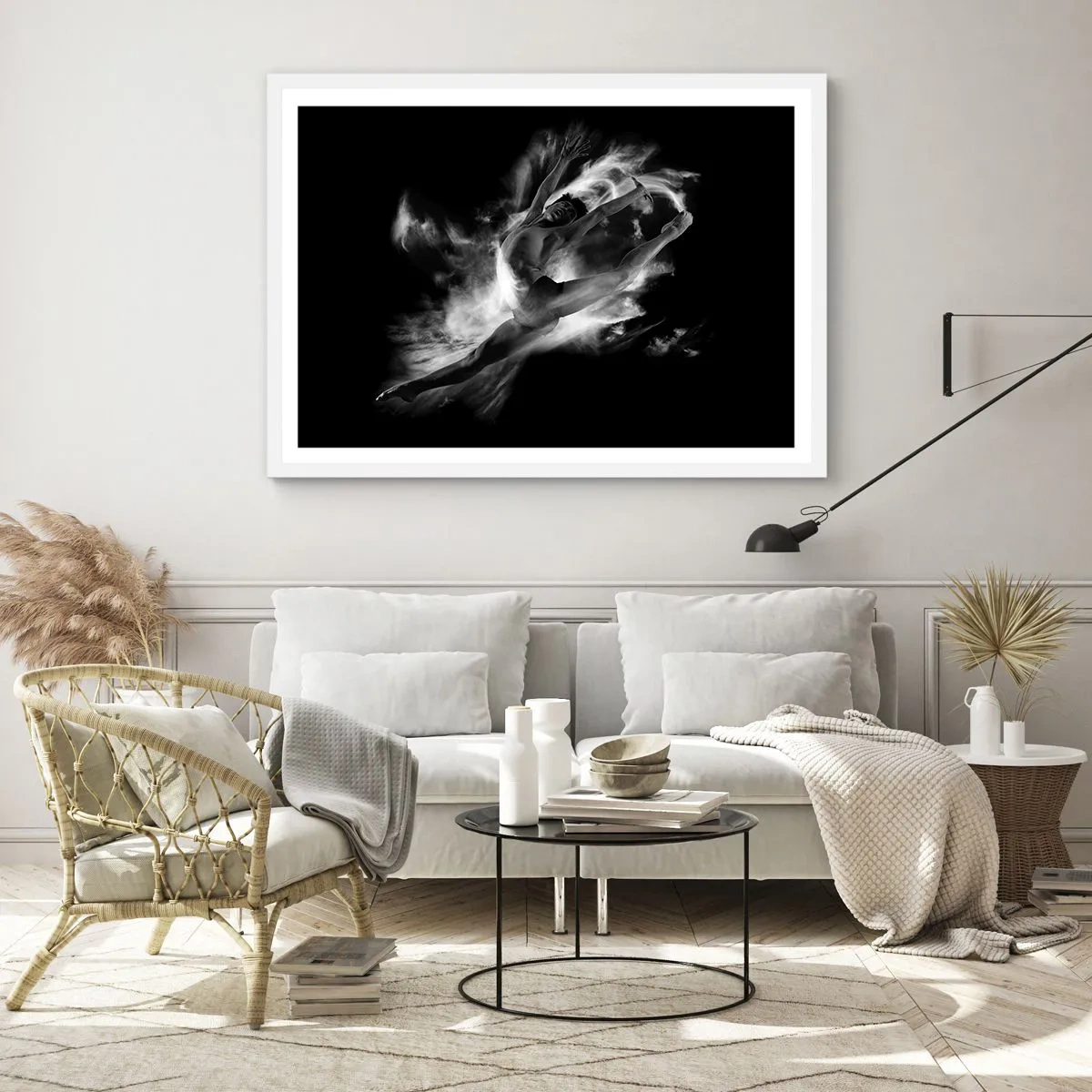 Poster in einem weißen Rahmen - Im Flug hängen geblieben - 100x70 cm