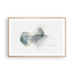 Poster in einem Rahmen aus heller Eiche - Über das Verhältnis von Grau und Gold - 91x61 cm