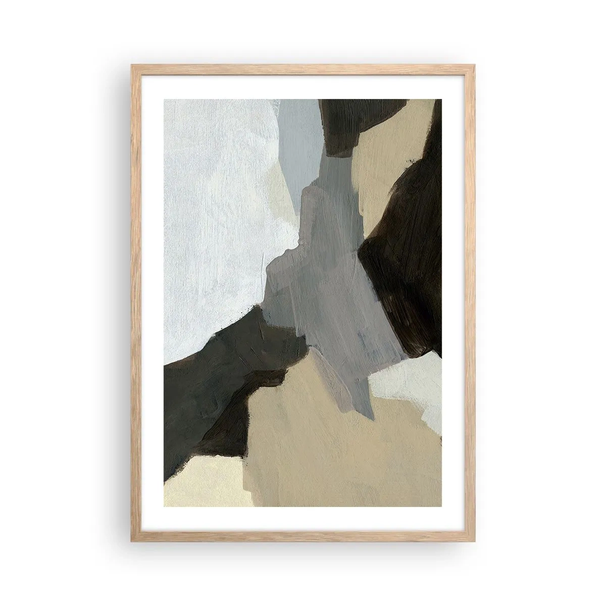 Poster in einem Rahmen aus heller Eiche - Abstraktion: Scheideweg des Graus - 50x70 cm