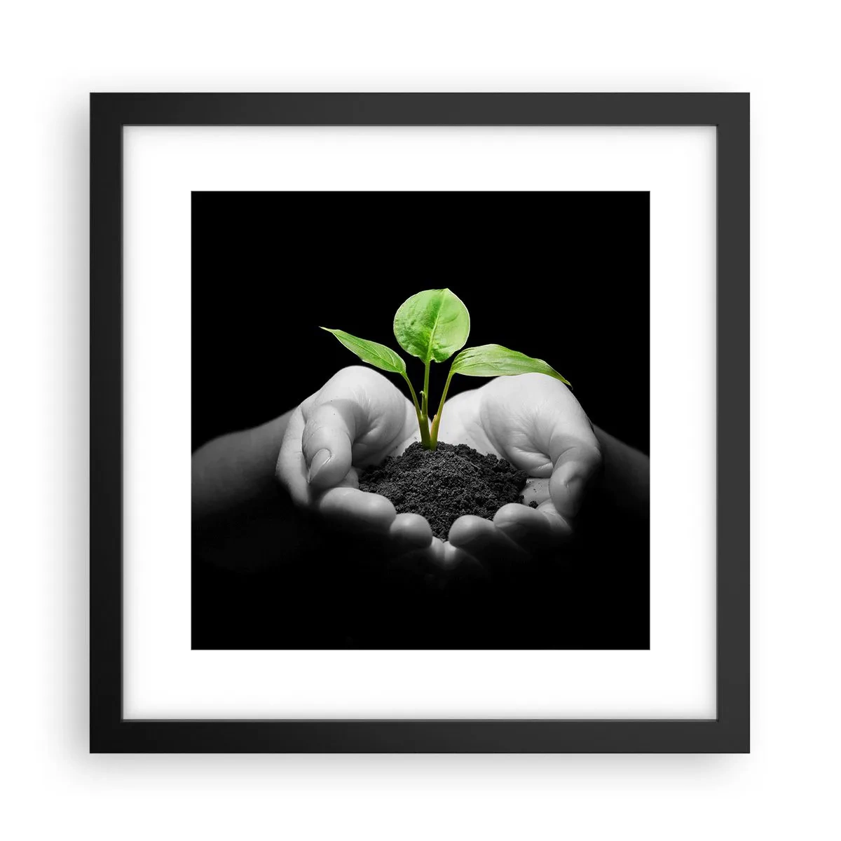 Poster in einem schwarzem Rahmen - Ich liebe die Natur, ich beschütze sie - 30x30 cm