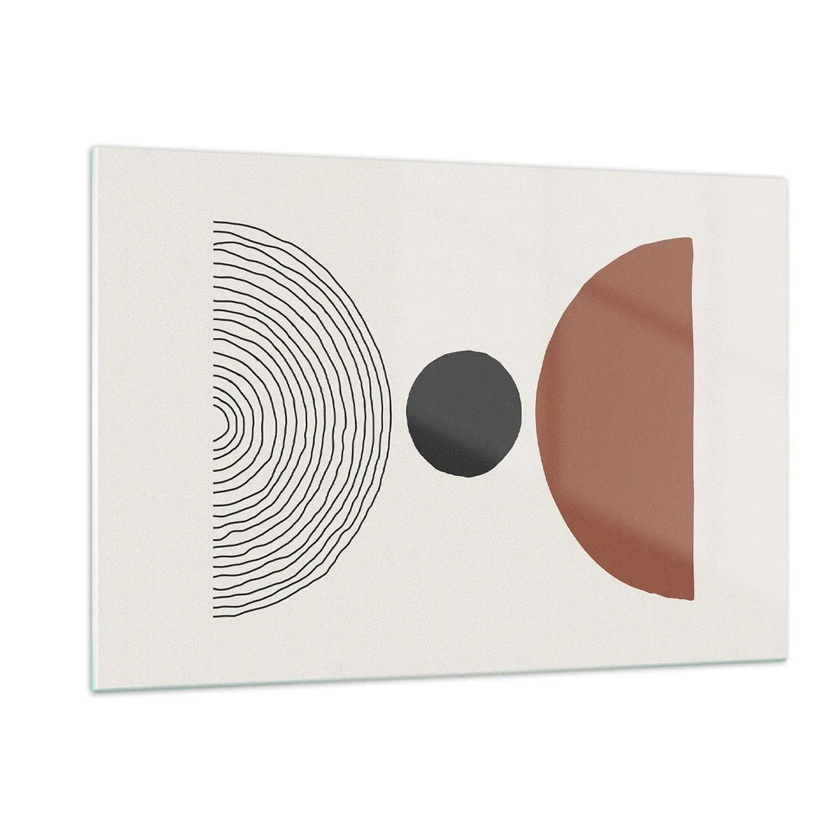 Glasbild - Bild auf glas - Abstrakte geometrische Formen auf hellem Hintergrund - 120x80cm - Das Zentrum der Aufmerksamkeit - Moderne Wanddekoration für Wohnzimmer und Schlafzimmer ARTTOR