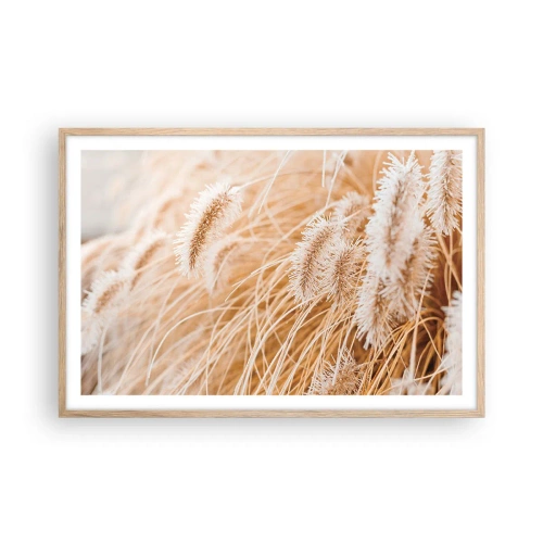 Poster in einem Rahmen aus heller Eiche - Das goldene Rauschen des Grases - 91x61 cm