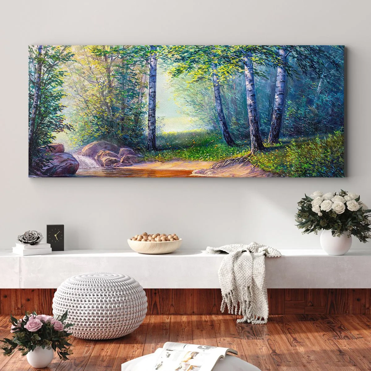 Bild auf Leinwand - Leinwandbild - Idyllische Landschaft - 90x30 cm