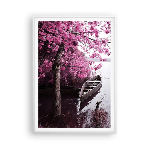 Poster in einem weißen Rahmen - In rosa Stille - 70x100 cm