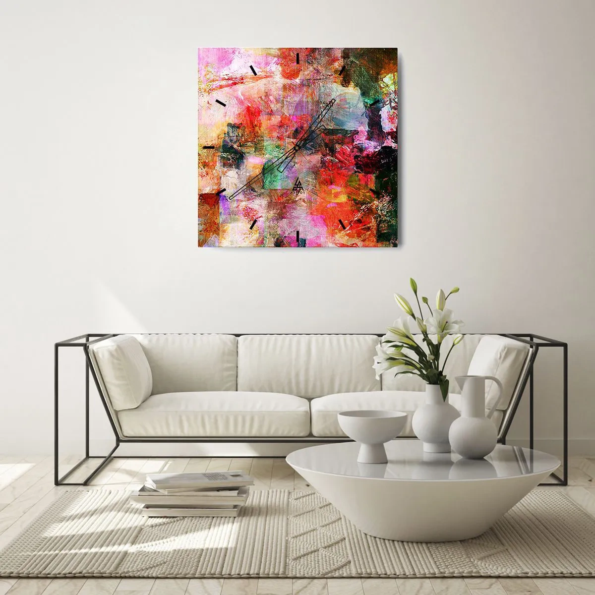 Wanduhr - Glasuhr - Eine Reise durch die Rosen - 30x30 cm