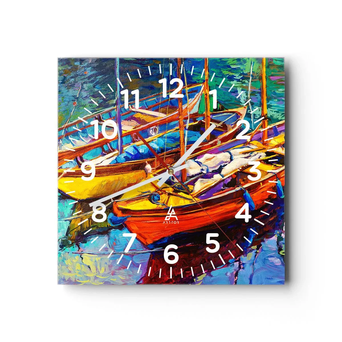 Wanduhr - Glasuhr - Auf Wasser dick mit Farben - 30x30 cm