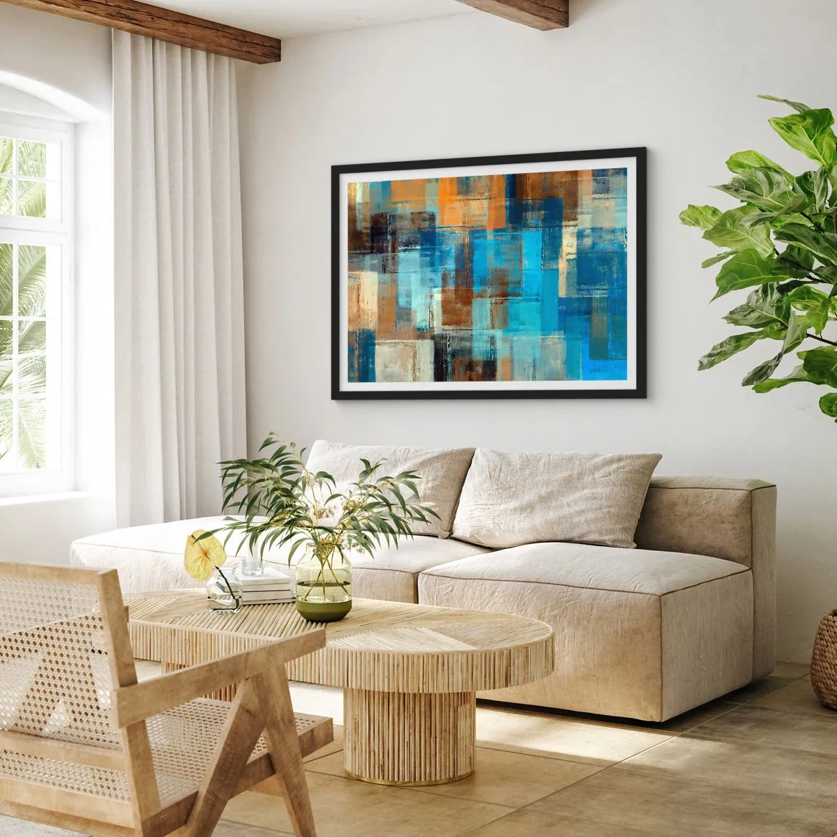 Poster in einem schwarzem Rahmen - Durch den blauen Schleier - 40x30 cm