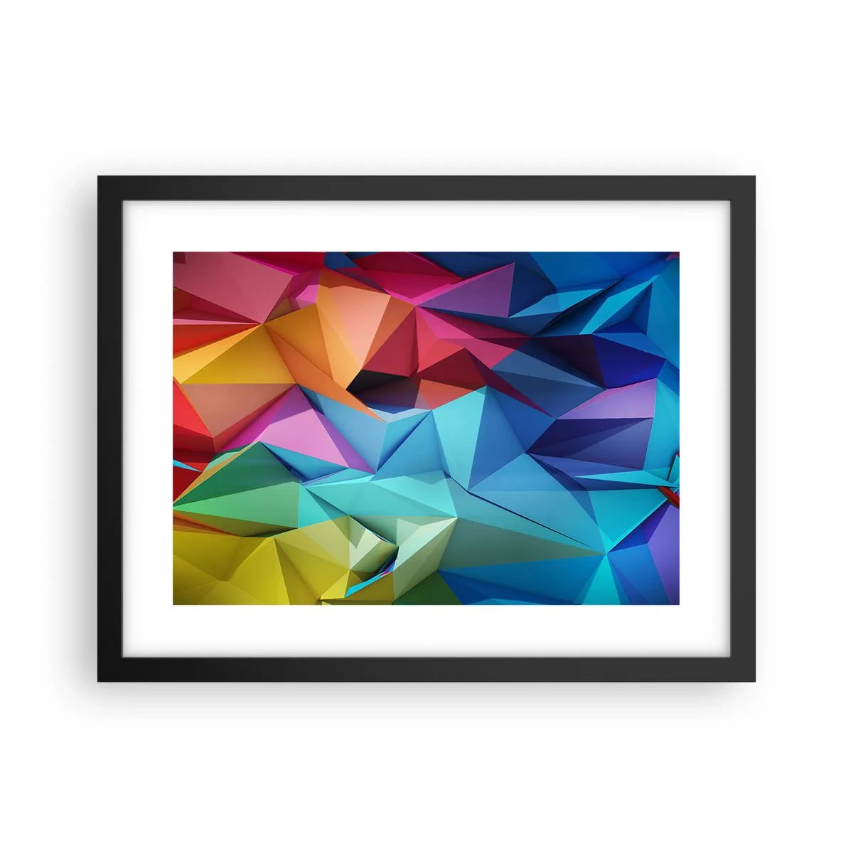 Poster in einem schwarzem Rahmen - Regenbogen-Origami - 40x30 cm