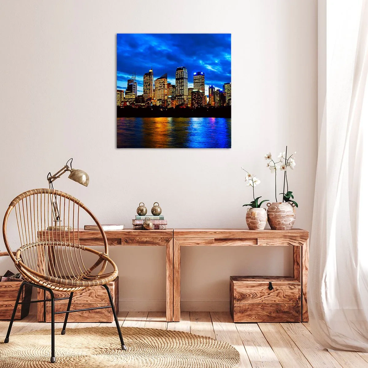 Bild auf Leinwand - Leinwandbild - Eine Nacht der Lichter und Farben - 60x60 cm