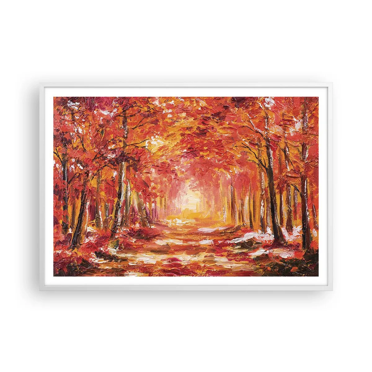 Poster in einem weißen Rahmen - Kupferwald - 100x70 cm