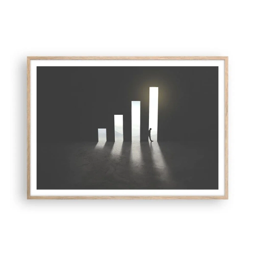 Poster in einem Rahmen aus heller Eiche - Erfolg – Impression - 100x70 cm