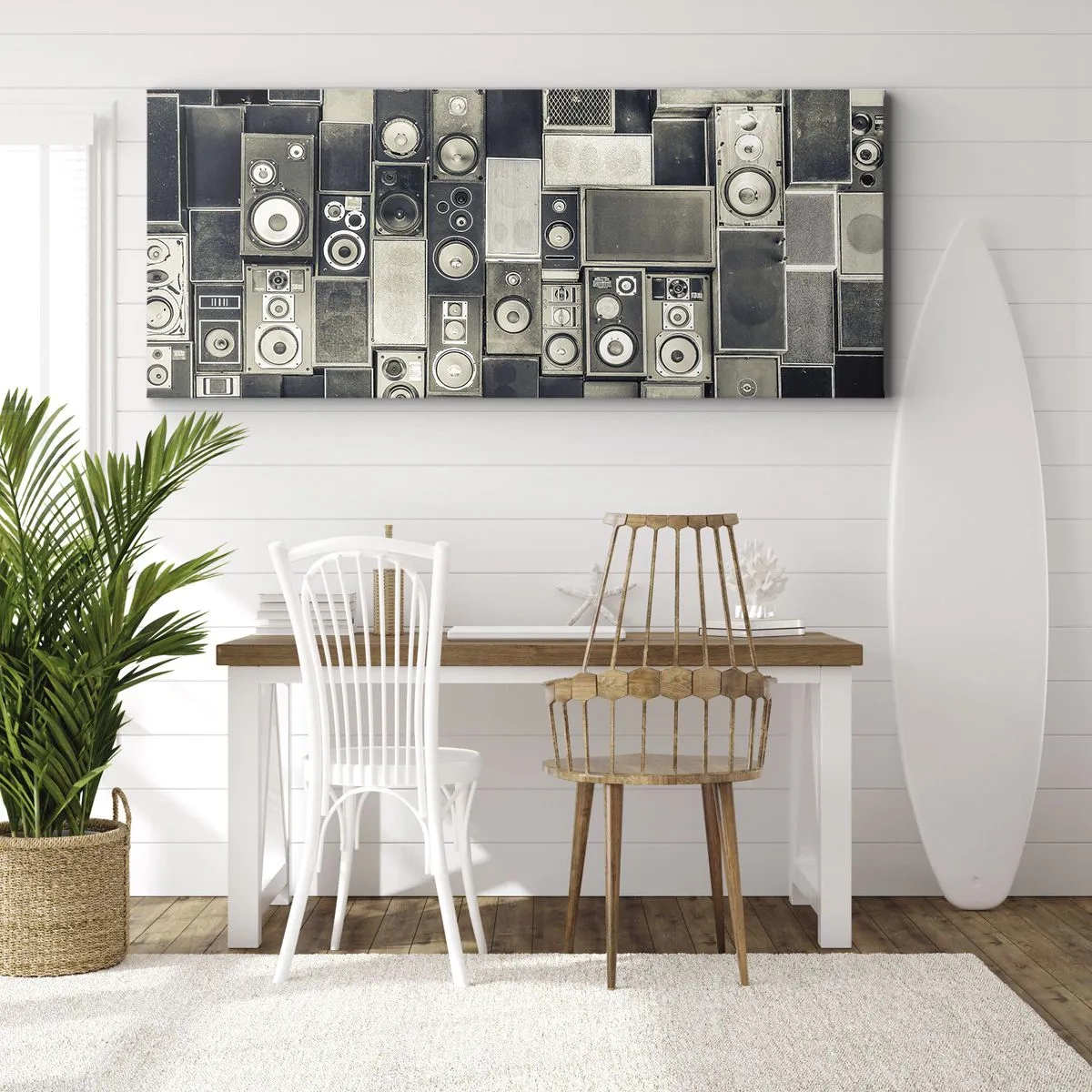 Bild auf Leinwand - Leinwandbild - Lautsprecherkollektion im Retro-Stil - 160x50cm - Und es ist alles in Ordnung - Moderne Wanddekoration für Wohnzimmer und Schlafzimmer ARTTOR