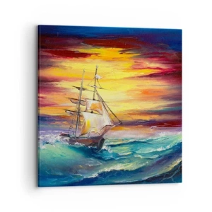Bild auf Leinwand - Leinwandbild - Tapfer unter den Wellen - 70x70 cm
