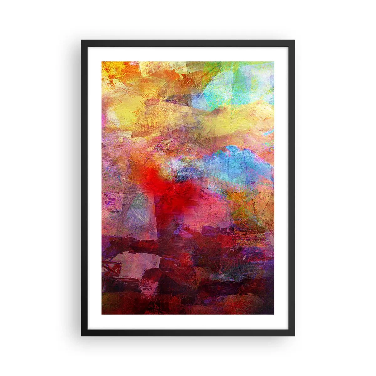Poster in einem schwarzem Rahmen - Abstrakte Kompositionen voller Farben und Dynamik - 50x70cm - Schau in den Regenbogen - Moderne Wanddekoration für Wohnzimmer und Schlafzimmer ARTTOR
