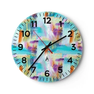 Wanduhr - Glasuhr - Fröhlicher Labyrinth-Liner - 30x30 cm