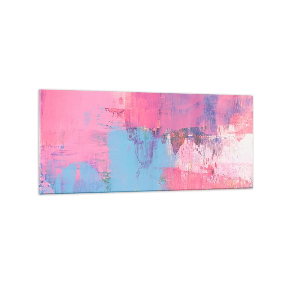 Glasbild - Bild auf glas - Abstrakte Komposition in Pink und Blau - 120x50cm - Rosa, Blau und eine Prise Licht - Moderne Wanddekoration für Wohnzimmer und Schlafzimmer ARTTOR