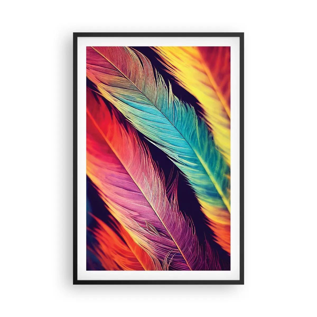 Poster in einem schwarzem Rahmen - Gefiederter Regenbogen - 61x91 cm