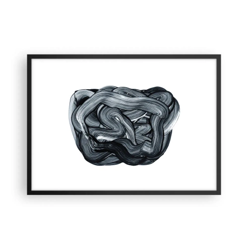 Poster in einem schwarzem Rahmen - Abstrakte Komposition in Grautönen - 70x50cm - Es ist nicht so einfach - Moderne Wanddekoration für Wohnzimmer und Schlafzimmer ARTTOR