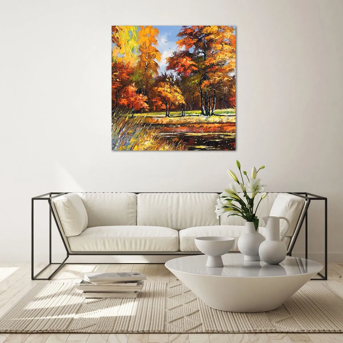 Glasbild - Bild auf glas - Landschaft in Gold und Bronze - 60x60 cm