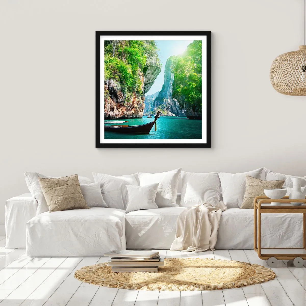 Poster in einem schwarzem Rahmen - Eine Einladung zu einer exotischen Reise - 50x50 cm