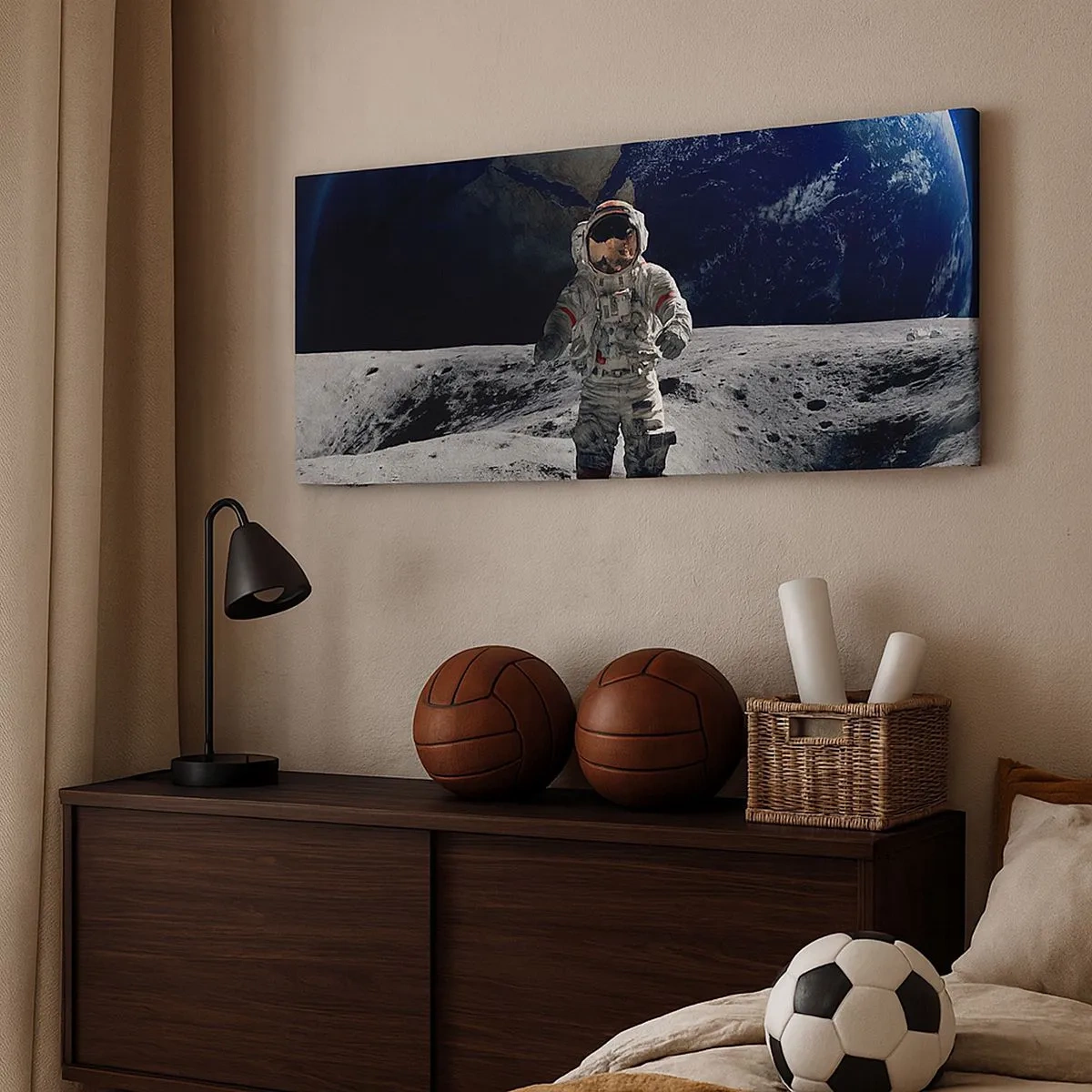 Bild auf Leinwand - Leinwandbild - Grüße vom Mond - 100x40 cm