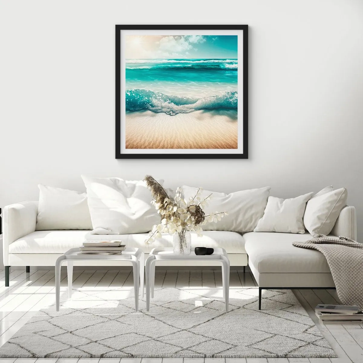 Poster in einem schwarzem Rahmen - Frieden des Ozeans - 60x60 cm