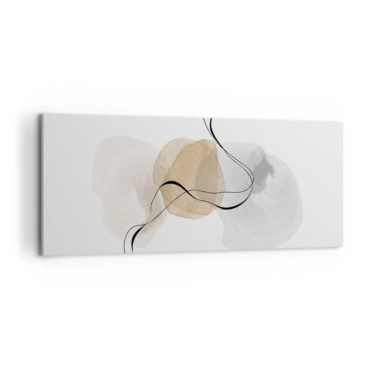 Bild auf Leinwand - Leinwandbild - Minimalistische Abstraktion in Beige- und Grautönen - 120x50cm - Luftperlen - Moderne Wanddekoration für Wohnzimmer und Schlafzimmer ARTTOR