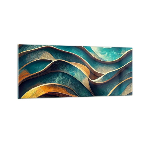 Glasbild - Bild auf glas - Blaue Mäander - 100x40 cm