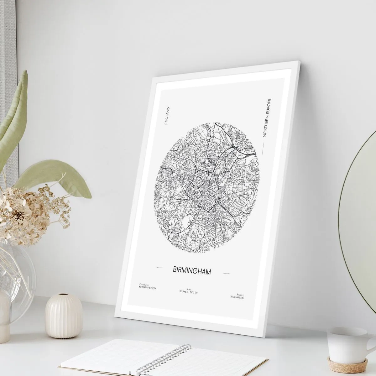 Poster in einem weißen Rahmen - Anatomie von Birmingham - 40x50 cm