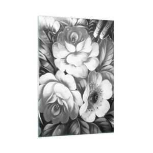 Glasbild - Bild auf glas - Ein eleganter Blumenstrauß in Grautönen - 50x70cm - Schön auch in Grau - Moderne Wanddekoration für Wohnzimmer und Schlafzimmer ARTTOR